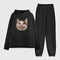 Женский костюм оверсайз Polite cat meme, цвет: черный