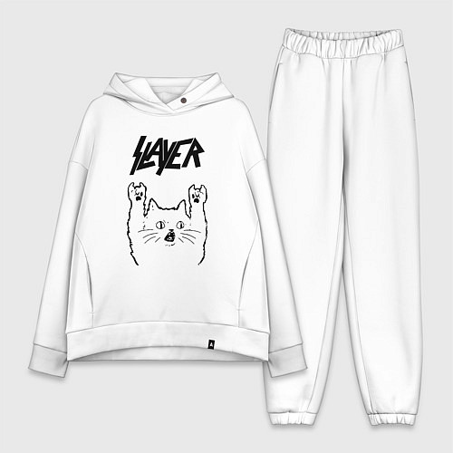 Женский костюм оверсайз Slayer - rock cat / Белый – фото 1