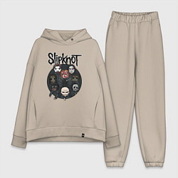 Женский костюм оверсайз Slipknot art fan, цвет: миндальный