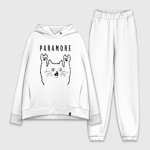 Женский костюм оверсайз Paramore - rock cat / Белый – фото 1