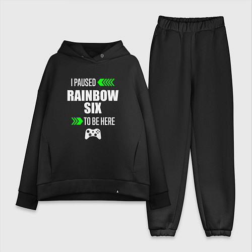Женский костюм оверсайз I paused Rainbow Six to be here с зелеными стрелка / Черный – фото 1