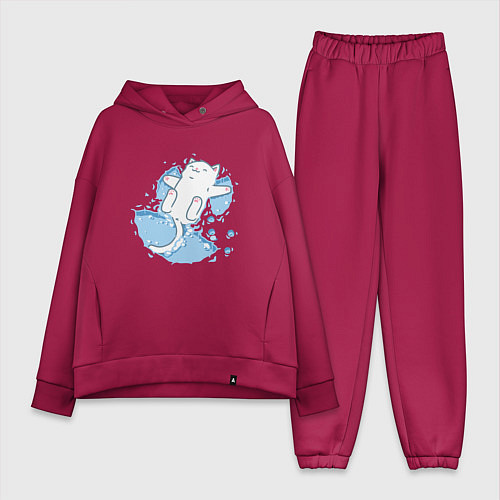 Женский костюм оверсайз Снежный котоик / Маджента – фото 1