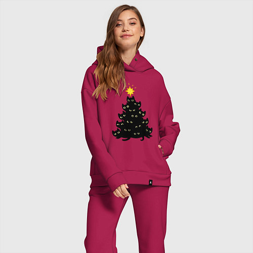 Женский костюм оверсайз Котоёлка / Маджента – фото 2