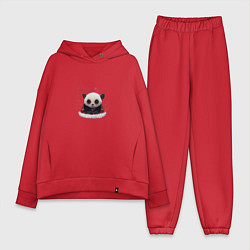Женский костюм оверсайз Понурый панда, цвет: красный