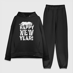 Женский костюм оверсайз Happy new year - кошечка, цвет: черный