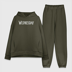 Женский костюм оверсайз Wednesday Logo, цвет: хаки