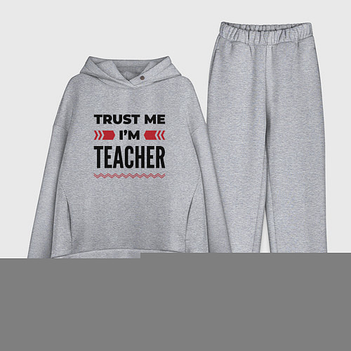 Женский костюм оверсайз Trust me - Im teacher / Меланж – фото 1