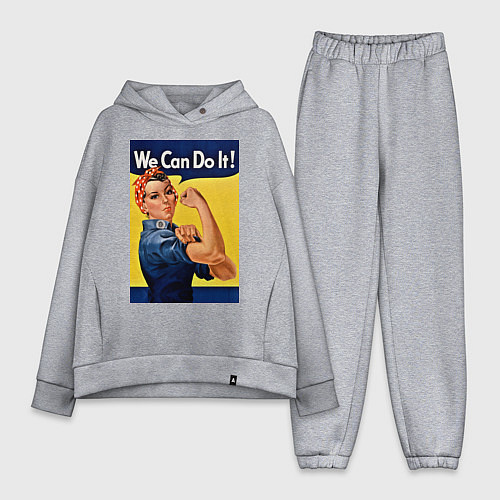 Женский костюм оверсайз Мы можем сделать это - феминизм поп арт / Меланж – фото 1