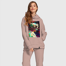 Женский костюм оверсайз Glitch pixel art, цвет: пыльно-розовый — фото 2