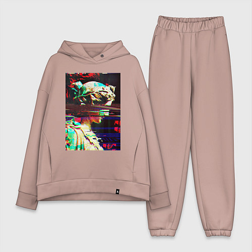 Женский костюм оверсайз Glitch pixel art / Пыльно-розовый – фото 1