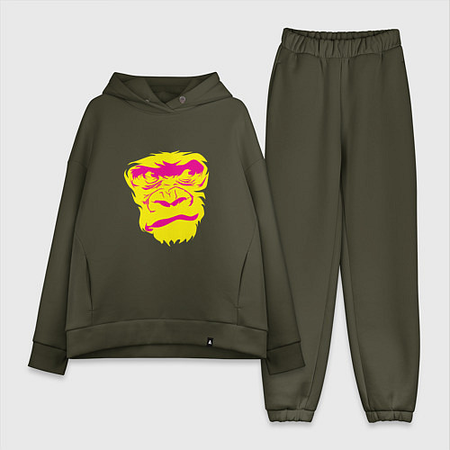 Женский костюм оверсайз Gorilla face / Хаки – фото 1