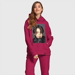 Женский костюм оверсайз Handsome Jimin, цвет: маджента — фото 2