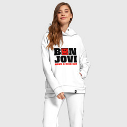 Женский костюм оверсайз Bon Jovi band, цвет: белый — фото 2