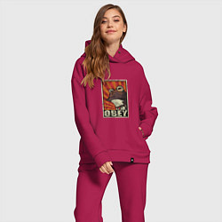 Женский костюм оверсайз Obey frog, цвет: маджента — фото 2