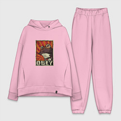 Женский костюм оверсайз Obey frog, цвет: светло-розовый