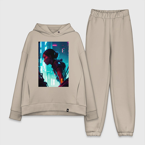 Женский костюм оверсайз Синтвейв Cyberpunk 3 / Миндальный – фото 1