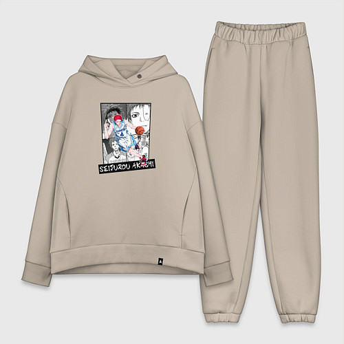 Женский костюм оверсайз Сэйджуро Акаши на фоне манги / Миндальный – фото 1