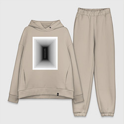 Женский костюм оверсайз Бездна с надписью soul, цвет: миндальный