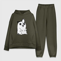 Женский костюм оверсайз Милый Почита бензопила, цвет: хаки