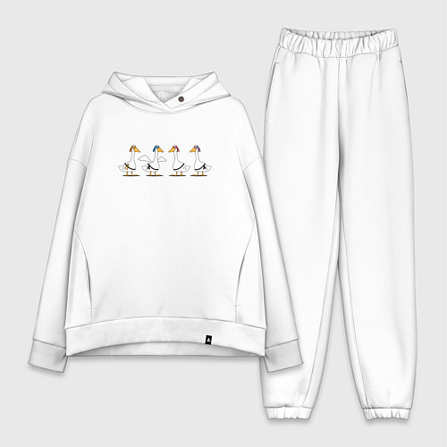 Женский костюм оверсайз Гуси ниндзя в масках / Белый – фото 1