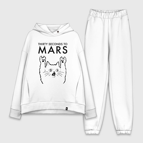 Женский костюм оверсайз Thirty Seconds to Mars - rock cat / Белый – фото 1