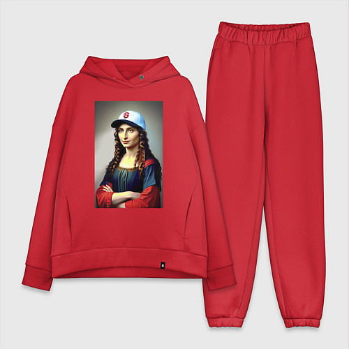 Женский костюм оверсайз Gioconda of our days - neural network / Красный – фото 1