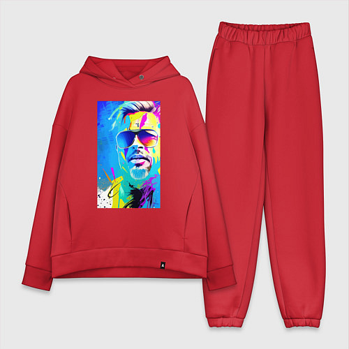 Женский костюм оверсайз Brad Pitt - sketch - pop art / Красный – фото 1