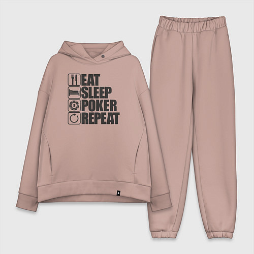 Женский костюм оверсайз Eat, sleep, poker, repeat / Пыльно-розовый – фото 1
