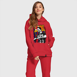 Женский костюм оверсайз Левандовски Барселона, цвет: красный — фото 2