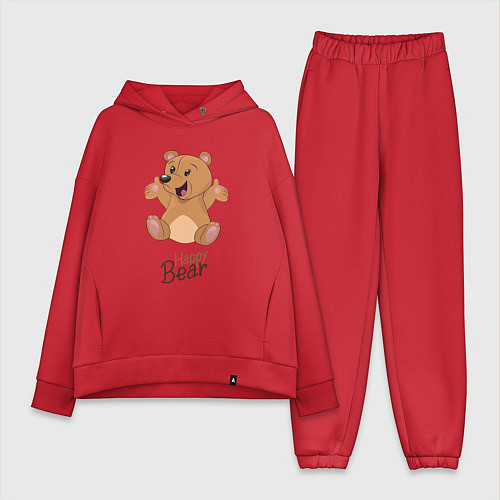 Женский костюм оверсайз Bear happy / Красный – фото 1