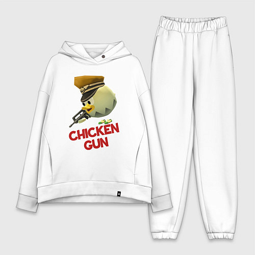 Женский костюм оверсайз Chicken Gun logo / Белый – фото 1