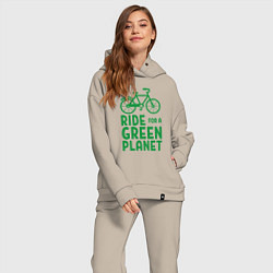Женский костюм оверсайз Ride for a green planet, цвет: миндальный — фото 2