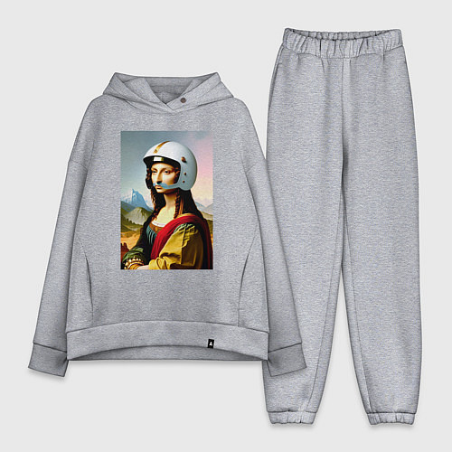 Женский костюм оверсайз Мона Лиза в шлеме - нейросеть / Меланж – фото 1