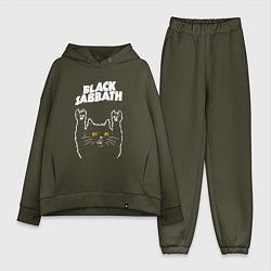Женский костюм оверсайз Black Sabbath rock cat, цвет: хаки