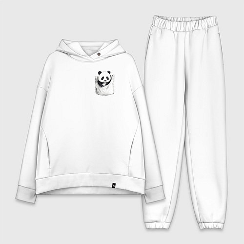 Женский костюм оверсайз Панда в кармане / Белый – фото 1