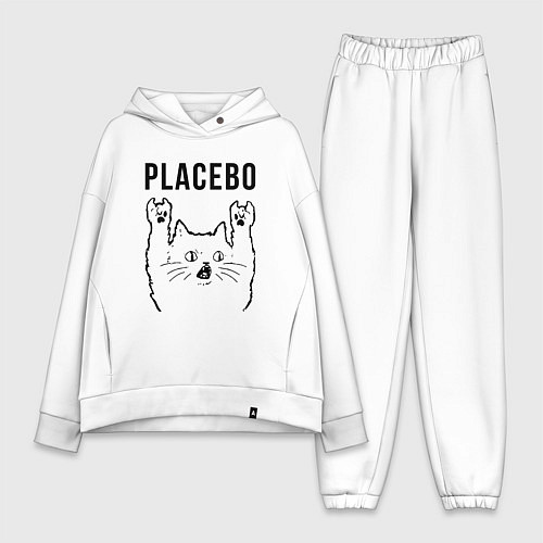 Женский костюм оверсайз Placebo - rock cat / Белый – фото 1