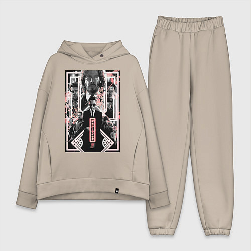 Женский костюм оверсайз John Wick Chapter four poster / Миндальный – фото 1