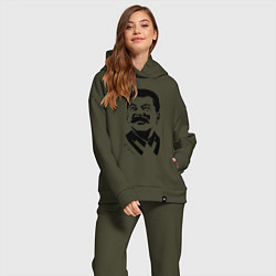 Женский костюм оверсайз Сталин чб, цвет: хаки — фото 2