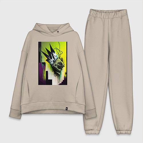 Женский костюм оверсайз Музыка города 2 - Хуф и Ся / Миндальный – фото 1