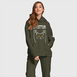Женский костюм оверсайз Led Zeppelin rock cat, цвет: хаки — фото 2