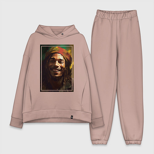 Женский костюм оверсайз Боб Марли One love / Пыльно-розовый – фото 1