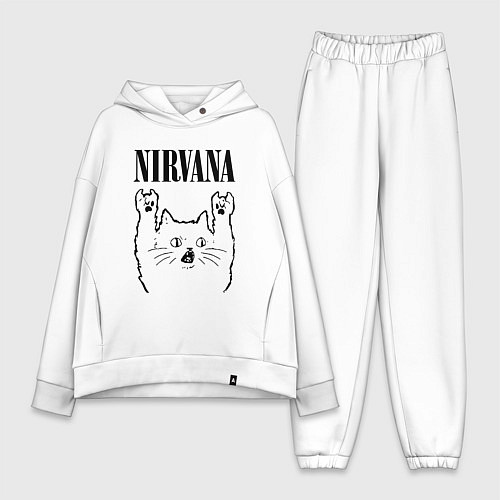 Женский костюм оверсайз Nirvana - rock cat / Белый – фото 1