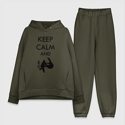 Женский костюм оверсайз Keep calm and judo, цвет: хаки