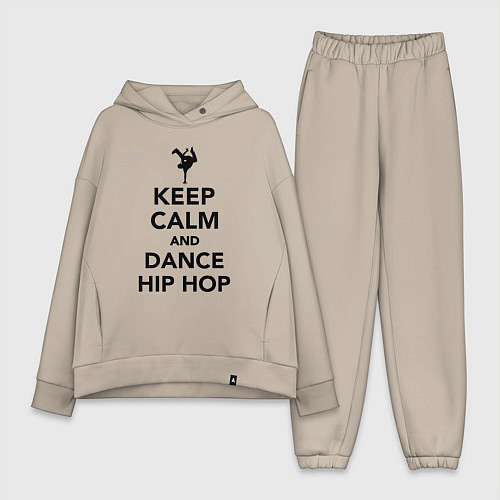 Женский костюм оверсайз Keep calm and dance hip hop / Миндальный – фото 1