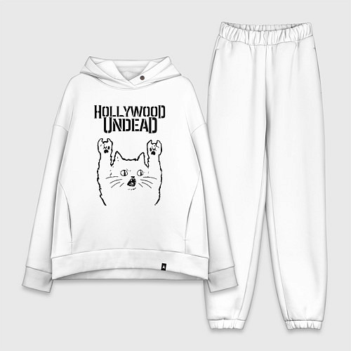 Женский костюм оверсайз Hollywood Undead - rock cat / Белый – фото 1