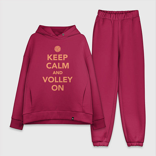 Женский костюм оверсайз Keep calm and volley on / Маджента – фото 1