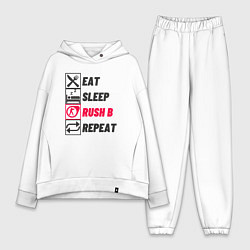 Женский костюм оверсайз Eat sleep rush b repeat, цвет: белый