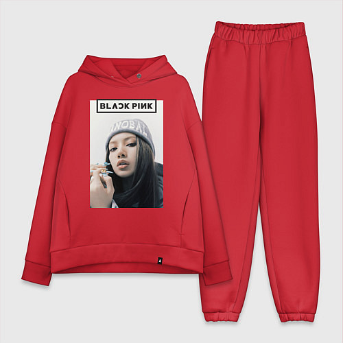 Женский костюм оверсайз Джису блэкпинк / Красный – фото 1