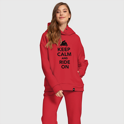 Женский костюм оверсайз Keep calm and ride on / Красный – фото 2
