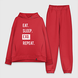 Женский костюм оверсайз Eat Sleep EXO Repeat, цвет: красный